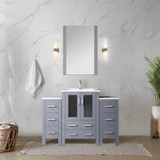 Lexora  LVV48S24B601 Volez 48 in W x 18.25 in D Dark Grey Single Bath Vanity with Side Cabinets, White Ceramic Top, and Faucet Set