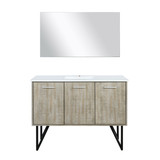 Lexora Lancy 48 inch W x 20 in D Rustic Acacia Bath Vanity Cabinet, White Quartz Top and 43 in Mirror
