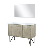 Lexora Lancy 48 inch W x 20 in D Rustic Acacia Bath Vanity Cabinet, White Quartz Top and 43 in Mirror