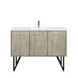 Lexora Lancy 48 inch W x 20 in D Rustic Acacia Bath Vanity Cabinet, White Quartz Top and Chrome Faucet Set