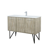 Lexora Lancy 48 inch W x 20 in D Rustic Acacia Bath Vanity Cabinet, White Quartz Top and Chrome Faucet Set