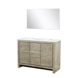 Lexora LLF48SKSOSM43 Lafarre 48 inch W x 20 in D Rustic Acacia Double Sink Vanity Cabinet, White Quartz Top and 43 in Mirror