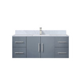Lexora LVG48SB101 Geneva 48 in. W Dark Grey Wall Mount Bath Vanity Cabinet, Carrara Marble Top, and Faucet Set