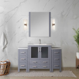 Lexora  LVV54S30B601 Volez 54 in W x 18.25 in D Dark Grey Single Bath Vanity with Side Cabinets, White Ceramic Top, and Faucet Set