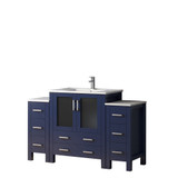 Lexora  LVV54S30E601 Volez 54 in W x 18.25 in D Navy Blue Single Bath Vanity with Side Cabinets, White Ceramic Top, and Faucet Set