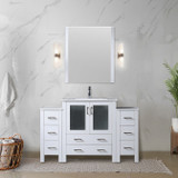 Lexora  LVV54S30A601 Volez 54 in W x 18.25 in D White Single Bath Vanity with Side Cabinets, White Ceramic Top, and Faucet Set