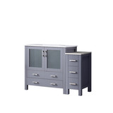 Lexora LVV48S36B600 Volez 48 inch W Dark Grey Vanity Cabinet with Side Cabinet, and White Ceramic Top