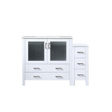 Lexora LVV48S36A600 Volez 48 inch W White Vanity Cabinet with Side Cabinet, and White Ceramic Top