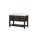 Lexora Norwalk 48 inch W Black Oak Vanity Cabinet and Carrara Marble Top