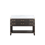 Lexora Norwalk 48 inch W Brown Oak Vanity Cabinet and Carrara Marble Top