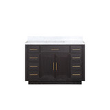 Lexora Abbey 48 inch W Black Oak Vanity Cabinet and Carrara Marble Top