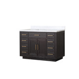 Lexora LVA48SJ100 Abbey 48 inch W Black Oak Vanity Cabinet and Carrara Marble Top