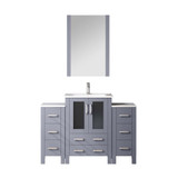 Lexora LV341848SBESM22F Volez 48 inch W Dark Grey Bath Vanity Cabinet with Side Cabinets, Faucet Set, White Ceramic Top, and 22 in Mirror