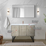 Lexora  LLC48SKSOS000FRG Lancy 48 in W x 20 in D Rustic Acacia Bath Vanity, White Quartz Top and Rose Gold Faucet Set