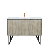 Lexora Lancy 48 inch W x 20 in D Rustic Acacia Bath Vanity Cabinet, White Quartz Top and Rose Gold Faucet Set