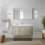 Lexora  LVFB48SK304 Fairbanks 48 in W x 20 in D Rustic Acacia Bath Vanity, Cultured Marble Top and Rose Gold Faucet Set