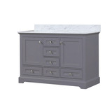 Lexora Dukes 48 in. W Dark Grey Double Sink Vanity Cabinet and Carrara Marble Top