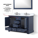 Lexora  LD342248DEDS000 Dukes 48 in. W x 22 in. D Navy Blue Double Bath Vanity and Carrara Marble Top