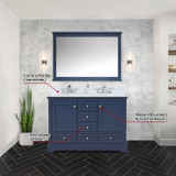 Lexora  LD342248DEDS000 Dukes 48 in. W x 22 in. D Navy Blue Double Bath Vanity and Carrara Marble Top