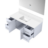 Lexora  LVG48SM310 Geneva 48 in. W x 22 in. D Glossy White Bath Vanity, Cultured Marble Top, and 48 in. LED Mirror