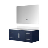 Lexora Geneva 48 in. W Navy Blue Wall Mount Bath Vanity Cabinet, Cultured Marble Top, and 48 in. LED Mirror