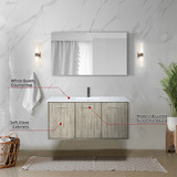 Lexora  LVFB48SK203 Fairbanks 48 in W x 20 in D Rustic Acacia Bath Vanity, White Quartz Top and Gun Metal Faucet Set