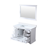 Lexora  LVD48SA310 Dukes 48 in. W x 22 in. D White Single Bath Vanity, Cultured Marble Top, and 46 in. Mirror
