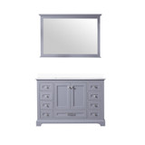 Lexora LVD48SB310 Dukes 48 in. W Dark Grey Vanity Cabinet, Cultured Marble Top, White Square Sink, and 46 in. Mirror