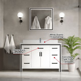 Lexora  LVZV48SA200 Ziva 48 in W x 22 in D White Bath Vanity and White Quartz Top