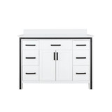 Lexora LVZV48SA200 Ziva 48 inch W White Bath Vanity Cabinet and White Quartz Top