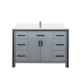 Lexora Ziva 48 inch W Dark Grey Bath Vanity Cabinet, White Quartz Top and Faucet Set