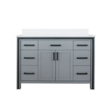 Lexora LVZV48SB200 Ziva 48 inch W Dark Grey Bath Vanity Cabinet and White Quartz Top