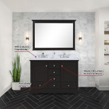 Lexora  LD342248DGWQM46 Dukes 48 in. W x 22 in. D Espresso Double Bath Vanity, White Quartz Top, and 46 in. Mirror