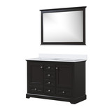 Lexora Dukes 48 in. W Espresso Double Sink Vanity Cabinet, White Quartz Top, and 46 in. Mirror