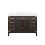 Lexora Laurel 48 inch W Brown Oak Vanity Cabinet and Carrara Marble Top
