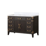 Lexora Laurel 48 inch W Brown Oak Vanity Cabinet and Carrara Marble Top