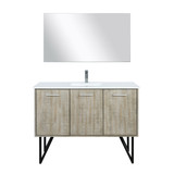 Lexora Lancy 48 inch W x 20 in D Rustic Acacia Bath Vanity Cabinet, White Quartz Top, Chrome Faucet Set and 43 in Mirror
