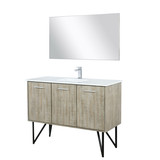 Lexora Lancy 48 inch W x 20 in D Rustic Acacia Bath Vanity Cabinet, White Quartz Top, Chrome Faucet Set and 43 in Mirror