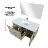 Lexora  LVLY48SRA311 Lancy 48 in W x 20 in D Rustic Acacia Bath Vanity, Cultured Marble Top, Chrome Faucet Set and 43 in Mirror