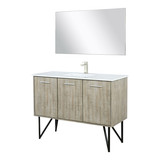 Lexora Lancy 48 inch W x 20 in D Rustic Acacia Bath Vanity Cabinet, White Quartz Top, Brushed Nickel Faucet Set and 43 in Mirror