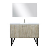 Lexora Lancy 48 inch W x 20 in D Rustic Acacia Bath Vanity Cabinet, Cultured Marble Top, Brushed Nickel Faucet Set and 43 in Mirror