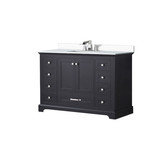 Lexora Dukes 48 in. W Espresso Vanity Cabinet, White Quartz Top, and Faucet Set