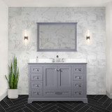 Lexora  LVD48SB201 Dukes 48 in. W x 22 in. D Dark Grey Single Bath Vanity, White Quartz Top, and Faucet Set