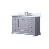 Lexora Dukes 48 in. W Dark Grey Vanity Cabinet, White Quartz Top, and Faucet Set