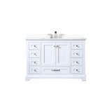Lexora Dukes 48 in. W White Vanity Cabinet, White Quartz Top, and Faucet Set