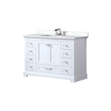 Lexora Dukes 48 in. W White Vanity Cabinet, White Quartz Top, and Faucet Set