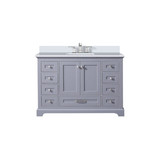 Lexora Dukes 48 in. W Dark Grey Vanity Cabinet, Cultured Marble Top, and Faucet Set