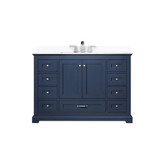 Lexora Dukes 48 in. W Navy Blue Vanity Cabinet, Cultured Marble Top, and Faucet Set