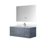 Lexora LVG48SB311 Geneva 48 in. W Dark Grey Wall Mount Bath Vanity Cabinet, Cultured Marble Top, Faucet Set, and 48 in. LED Mirror
