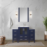 Lexora  LVV48S36E601 Volez 48 in W x 18.25 in D Navy Blue Single Bath Vanity with Side Cabinet, White Ceramic Top, and Faucet Set